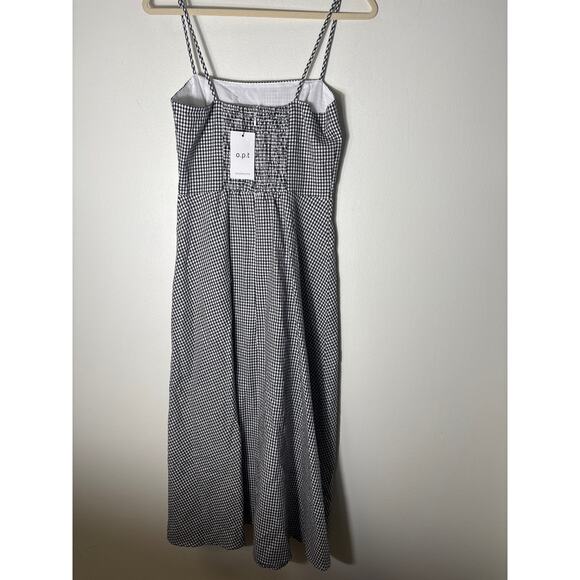 NWT O.T.P. Black and White Checked Linen Cotton Blend Maxi Dress Sz 6 - Picture 2 of 2